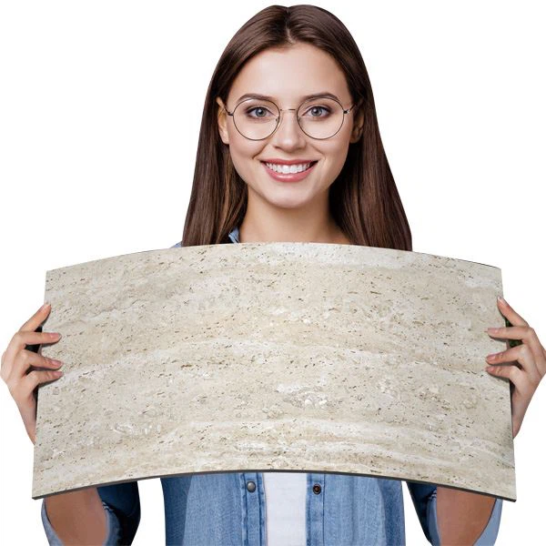 Лист гибкой керамической травертиновой плитки MCM, изготовленный из модифицированной глины, нового сырья, огнеупорной фасадной плитки Easy Cut